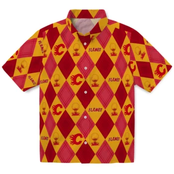 Calgary Flames Hawaiian Shirt - Golfing Plaid