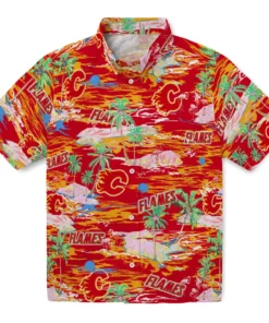 Calgary Flames Hawaiian Shirt - Hawaii Island