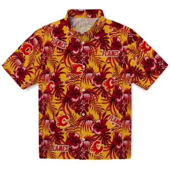 Calgary Flames Hawaiian Shirt - Hibiscus Exotic