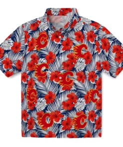 Calgary Flames Hawaiian Shirt - Hibiscus Fiesta