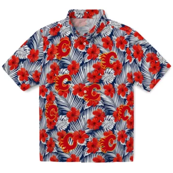 Calgary Flames Hawaiian Shirt - Hibiscus Fiesta