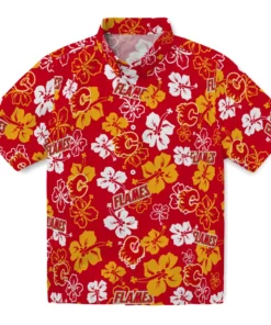 Calgary Flames Hawaiian Shirt - Hibiscus Flower Design