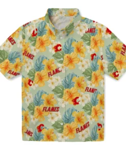 Calgary Flames Hawaiian Shirt - Hibiscus Mood