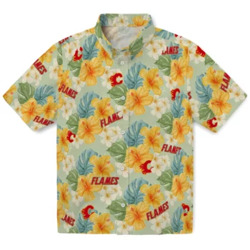 Calgary Flames Hawaiian Shirt - Hibiscus Mood