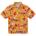 Calgary Flames Hawaiian Shirt - Hibiscus Overlay