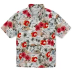 Calgary Flames Hawaiian Shirt - Hibiscus Seaside