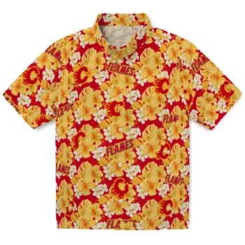 Calgary Flames Hawaiian Shirt - Hibiscus Tropics