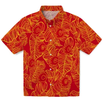 Calgary Flames Hawaiian Shirt - Leaf Outline