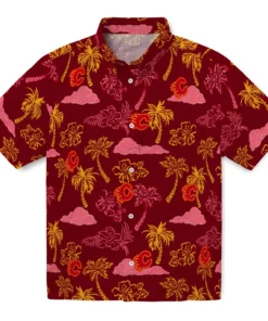 Calgary Flames Hawaiian Shirt - Palm And Clouds