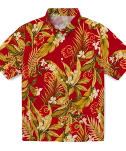 Calgary Flames Hawaiian Shirt - Palm Leaves