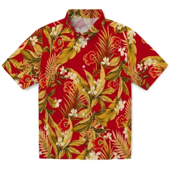 Calgary Flames Hawaiian Shirt - Palm Leaves