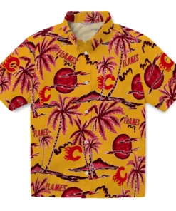 Calgary Flames Hawaiian Shirt - Palm Sunset