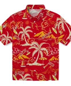 Calgary Flames Hawaiian Shirt - Palm Tree Island