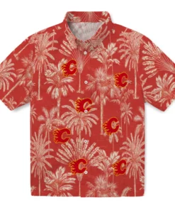 Calgary Flames Hawaiian Shirt - Vintage Palm Tree