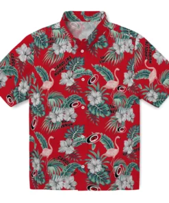 Carolina Hurricanes Hawaiian Shirt - Flamingo and Hibiscus