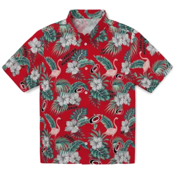 Carolina Hurricanes Hawaiian Shirt - Flamingo and Hibiscus