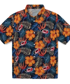 Carolina Hurricanes Hawaiian Shirt - Hibiscus Foliage