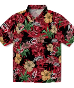 Carolina Hurricanes Hawaiian Shirt - Hibiscus Tiki Jungle
