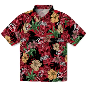 Carolina Hurricanes Hawaiian Shirt - Hibiscus Tiki Jungle