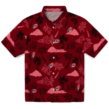 Carolina Hurricanes Hawaiian Shirt - Palm And Clouds