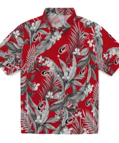Carolina Hurricanes Hawaiian Shirt - Palm Leaves