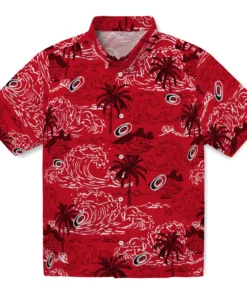 Carolina Hurricanes Hawaiian Shirt - Wave Palm