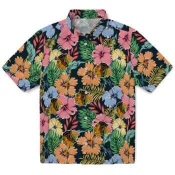 Chicago Blackhawks Hawaiian Shirt - Brilliant Hibiscus Garden
