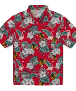 Chicago Blackhawks Hawaiian Shirt - Flamingo and Hibiscus