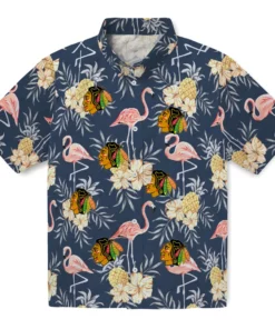 Chicago Blackhawks Hawaiian Shirt - Flamingo Hibiscus