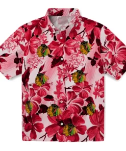 Chicago Blackhawks Hawaiian Shirt - Hibiscus Arrangement
