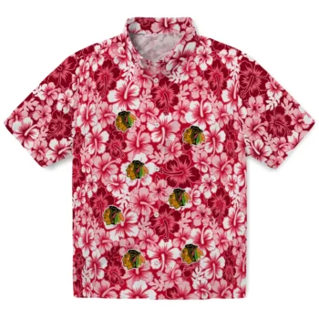 Chicago Blackhawks Hawaiian Shirt - Hibiscus Blooms