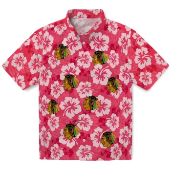 Chicago Blackhawks Hawaiian Shirt - Hibiscus Cluster