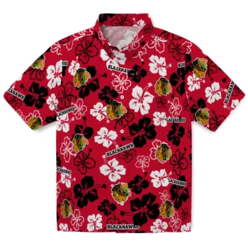Chicago Blackhawks Hawaiian Shirt - Hibiscus Flower Design