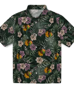 Chicago Blackhawks Hawaiian Shirt - Hibiscus Leaves Pattern
