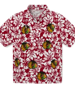 Chicago Blackhawks Hawaiian Shirt - Hibiscus Motif