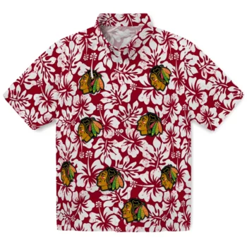 Chicago Blackhawks Hawaiian Shirt - Hibiscus Motif