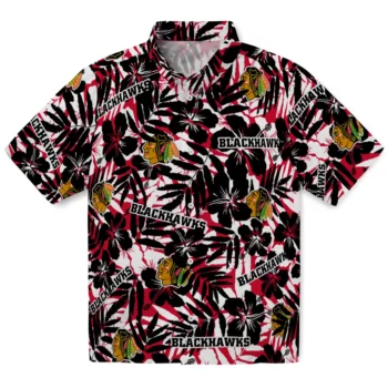 Chicago Blackhawks Hawaiian Shirt - Hibiscus Overlay