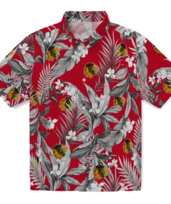 Chicago Blackhawks Hawaiian Shirt - Palm Leaves