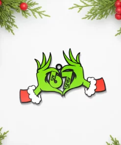 Funny Meme Style Christmas Tree Accessory, Green Hands Holiday Decoration