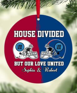 Football House Divided Ornament,Custom Team Logo Gifts For Family Football Fans