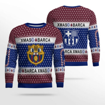 Barcelona Soccer Team Ugly Christmas Sweater 2025