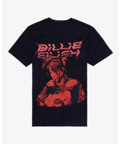 Billie Eilish Red Portrait Boyfriend Fit Girls T-Shirt