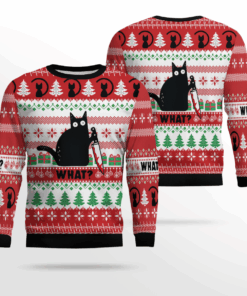 Black Cat What Ugly Christmas Sweater