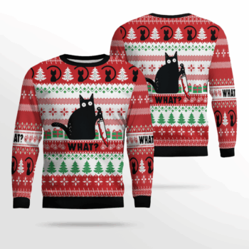 Black Cat What Ugly Christmas Sweater