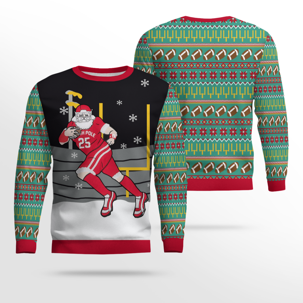 Celebrate Football Santa Ugly Christmas Sweater