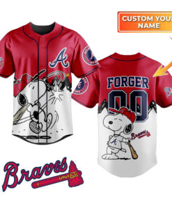 Custom Name Atlanta Braves Snoopy Homerun Peanuts Baseball Jersey