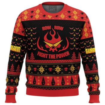 Gurren Lagann Fight The Power Ugly Christmas Sweater 2025