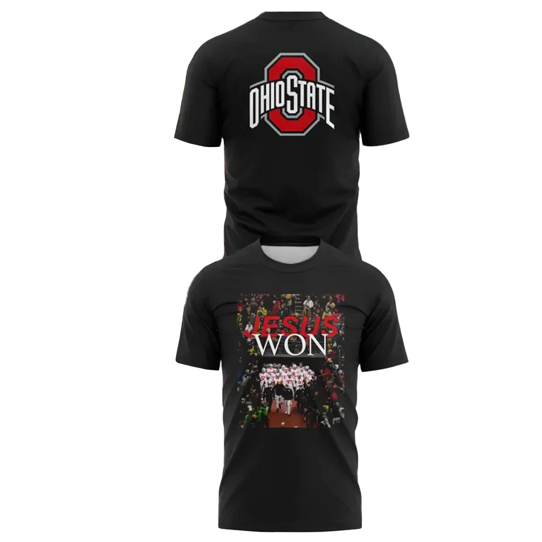 Jesus Won Ohio State Football Graphic T-Shirt Jesus Won Ohio State Football Graphic T-Shirt