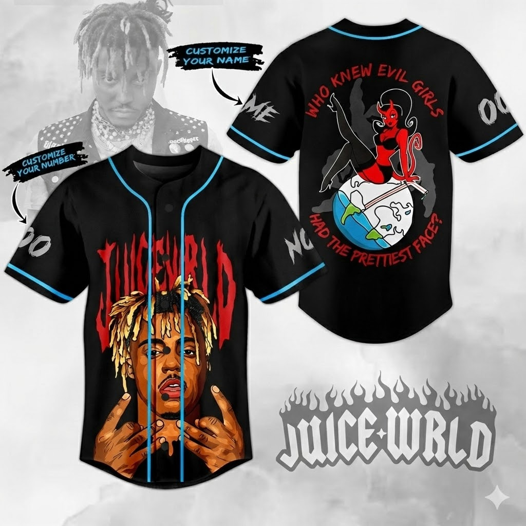 Juice WRLD Who Knew Evil Girls Had The Prettiest Face Personalized Baseball Jersey Juice WRLD Who Knew Evil Girls Had The Prettiest Face Personalized Baseball Jersey