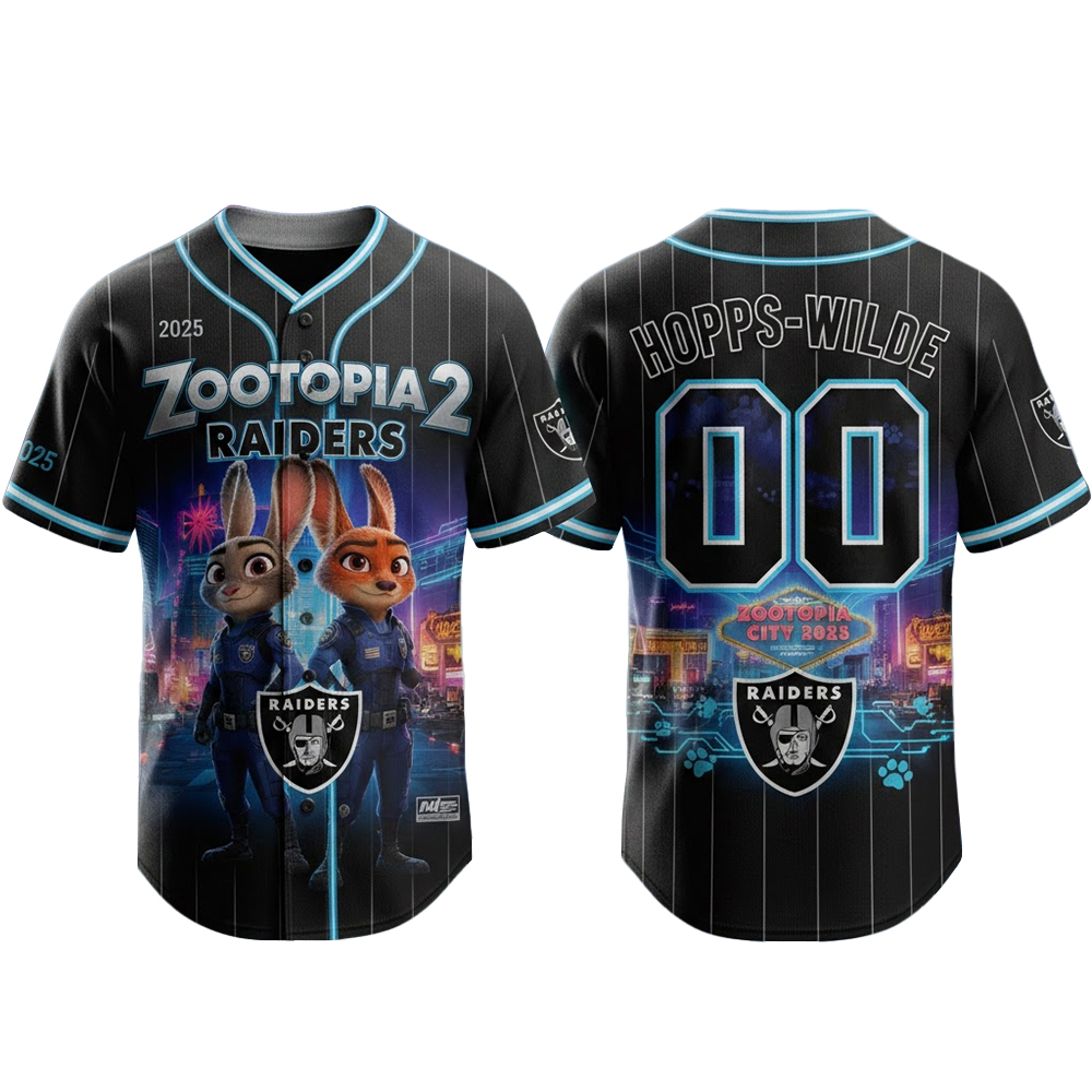 Las Vegas Raiders x Zootopia 2 Wilde Hopps Baseball Jersey 2025 Las Vegas Raiders x Zootopia 2 Wilde Hopps Baseball Jersey 2025